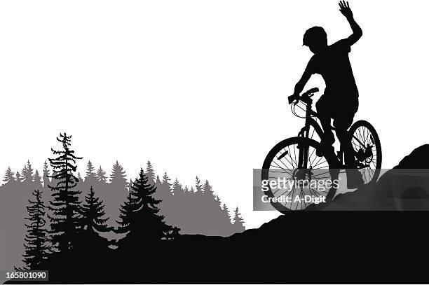 comin' down vector silhouette - bike hand signals stock illustrations