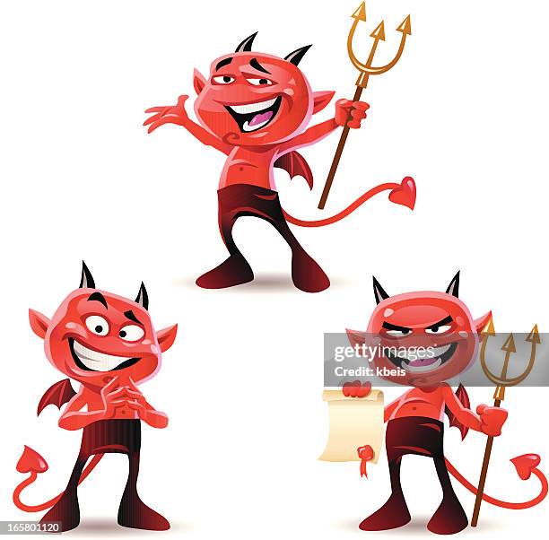 stockillustraties, clipart, cartoons en iconen met little devils - demon fictief figuur