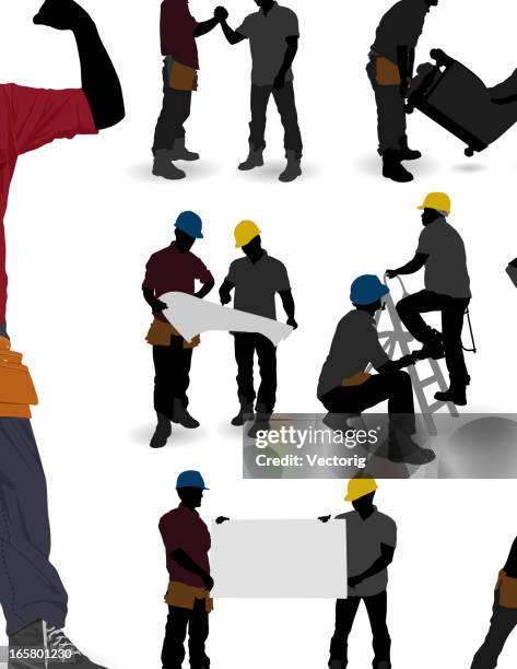 stockillustraties, clipart, cartoons en iconen met construction workers - helm