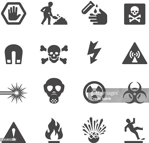 mobico icons-gefahr und warnung - chemicals stock-grafiken, -clipart, -cartoons und -symbole