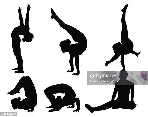 acrobat silhouette kollektion - akrobatik stock-grafiken, -clipart, -cartoons und -symbole