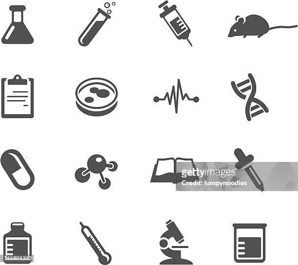illustrazioni stock, clip art, cartoni animati e icone di tendenza di simboli di ricerca medica - laboratorio chimico molecola