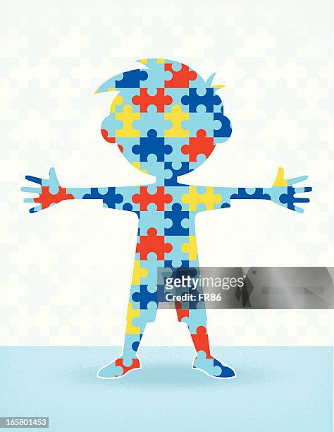 illustrations, cliparts, dessins animés et icônes de autisme puzzle garçon - seulement des petits garçons
