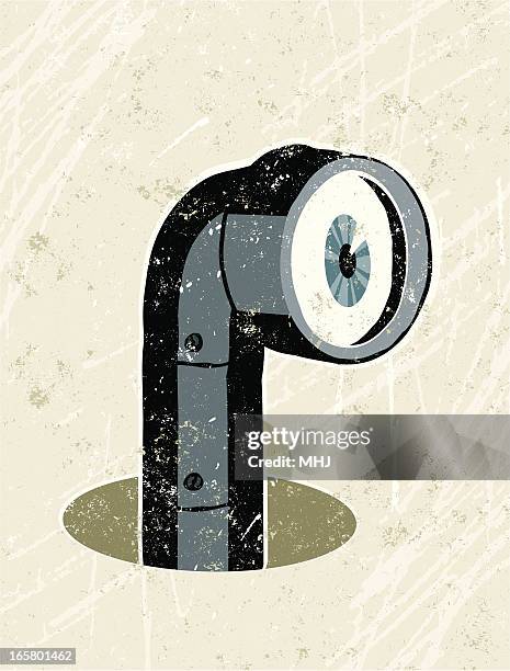 periscope peering out of a hole - periscope stock illustrations