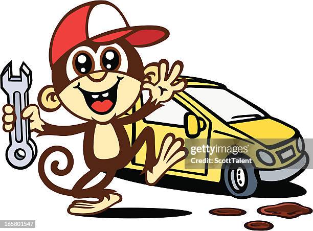 monkey mechanic - man dancing alone stock illustrations