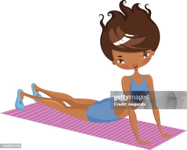 woman's exercises. - push ups stock illustrations