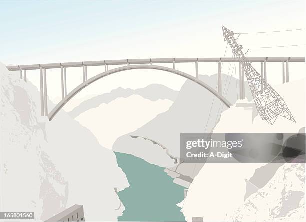 hoover damn vector silhouette - hoover dam stock illustrations