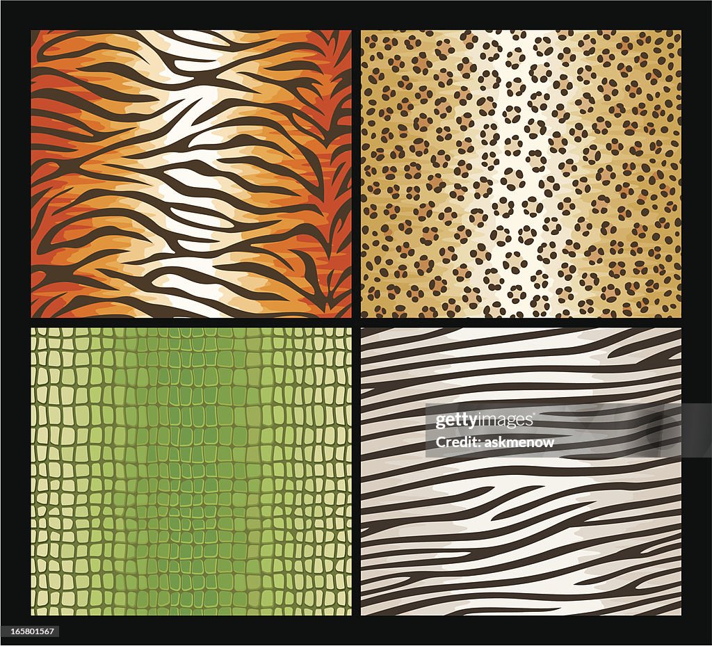 Seamless exotic animals skin patterns