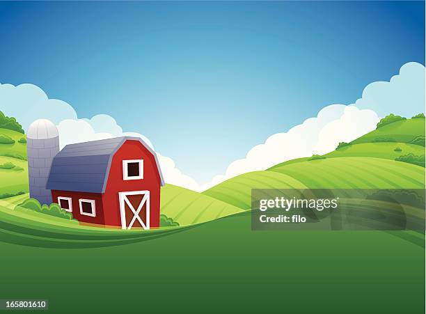 stockillustraties, clipart, cartoons en iconen met farm background - schuur