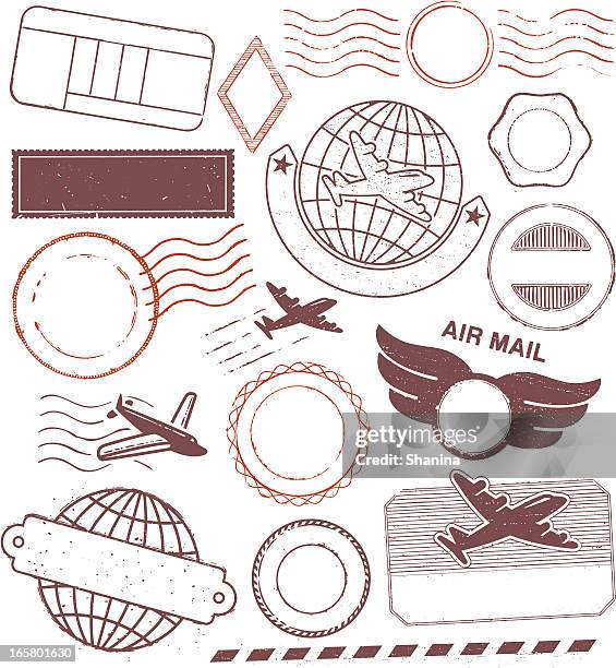 vintage-post-stempel und siegel - luftpost stock-grafiken, -clipart, -cartoons und -symbole