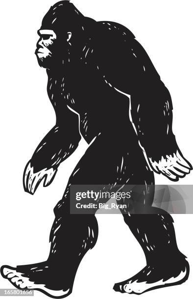 bildbanksillustrationer, clip art samt tecknat material och ikoner med illustrated bigfoot - crossing sign