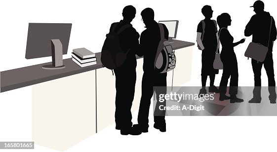 Library Crowd Vector Silhouette Library Crowd Vector Silhouette