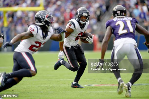 Texans wide receiver Robert Woods runs after a catch during the Houston Texans versus Baltimore Ravens NFL game at M&T Bank Stadium on September 10,...