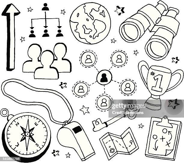 leadership doodles - binoculars stock illustrations