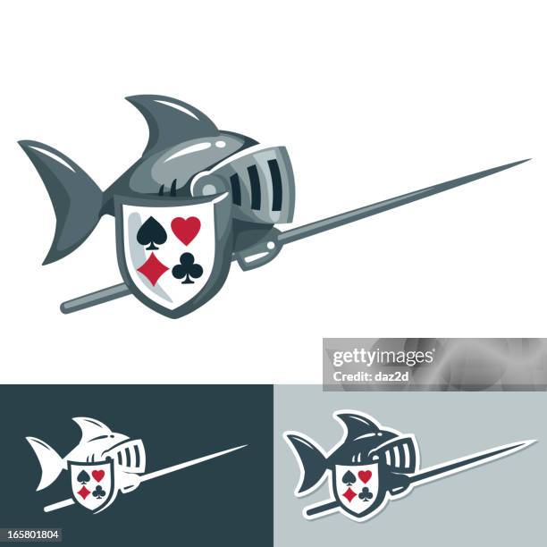 ilustraciones, imágenes clip art, dibujos animados e iconos de stock de sharknight - lanza de justas