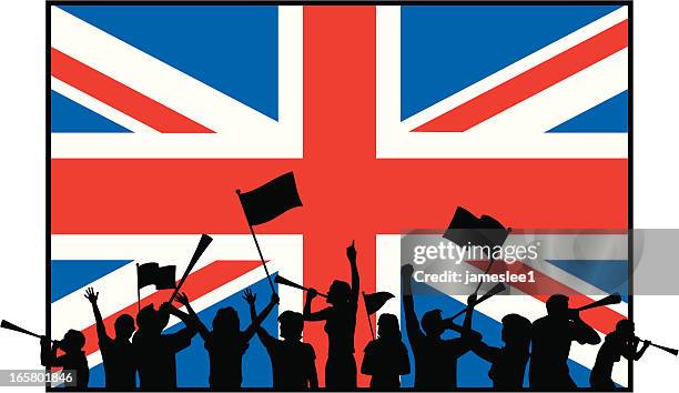 british fans - vuvuzela stock illustrations