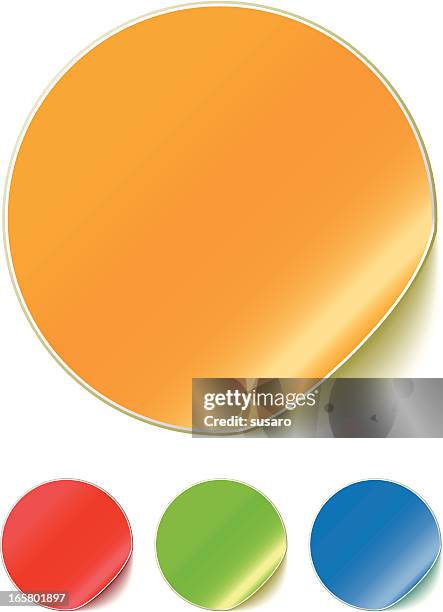 illustration of colored peeling stickers - peeled orange stock illustrations