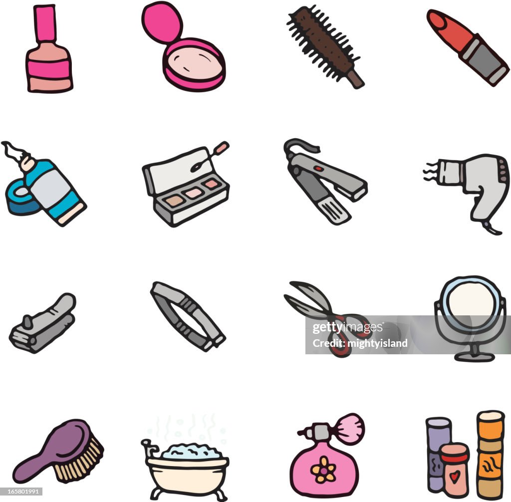 Dobrar e manicure Sarrabisco conjunto de ícones