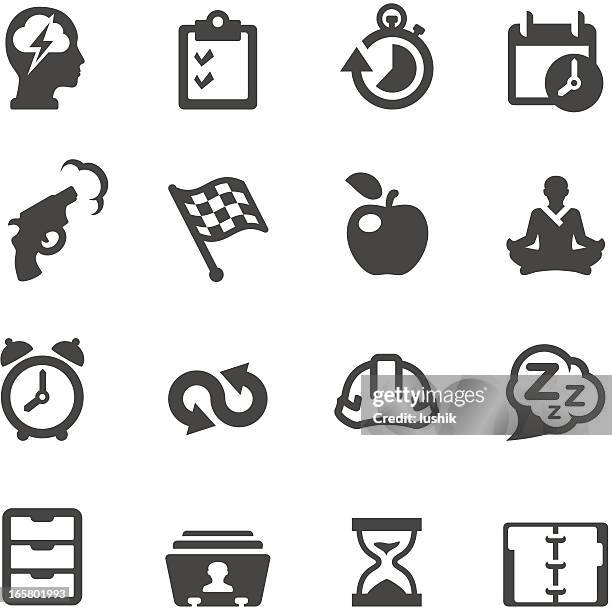 ilustraciones, imágenes clip art, dibujos animados e iconos de stock de mobico productivo en los iconos de trabajo - reloj de oficina