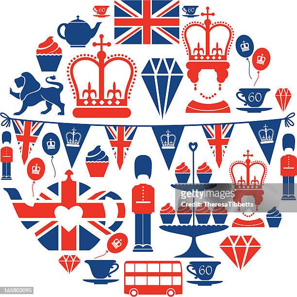 stockillustraties, clipart, cartoons en iconen met british jubilee icon set - cupcake teacup