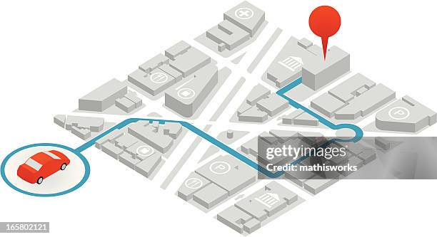 stockillustraties, clipart, cartoons en iconen met gps illustration - auto 3d