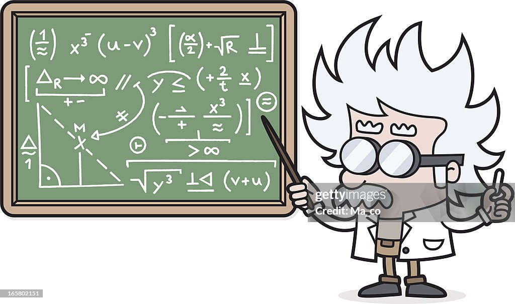 Researcher Cartoon Math Cartoon Teacher With A Complicated Calculation Scientist Professor High ...
