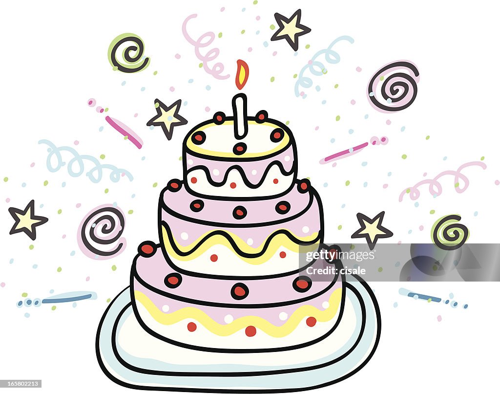 Birthday Cake Cartoon Illustration High-Res Vector Graphic - Getty Images