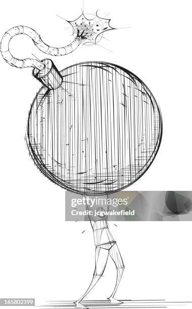 giant bomb - throwing grenade stock illustrations