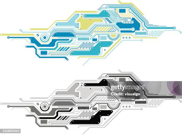 circuit board - computer chip close up stock illustrations