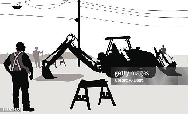 ilustraciones, imágenes clip art, dibujos animados e iconos de stock de excavar - línea telefónica ilustraciones de stock