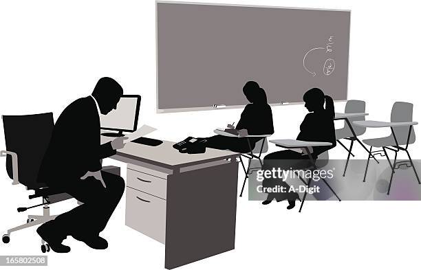 teaching vector silhouette - person using screen reader stock illustrations