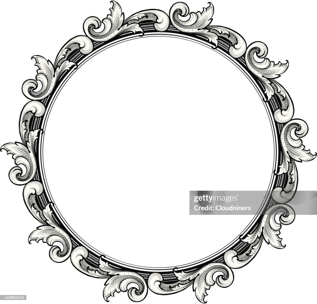 Engraved Circle Scroll Frame