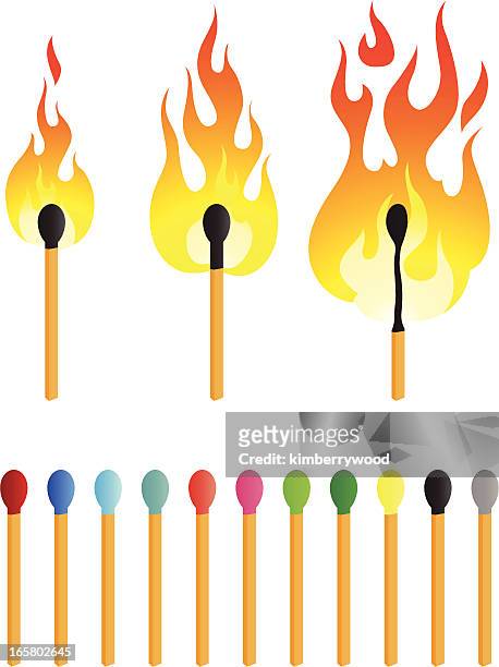 burning match - matchstick ignition stock illustrations