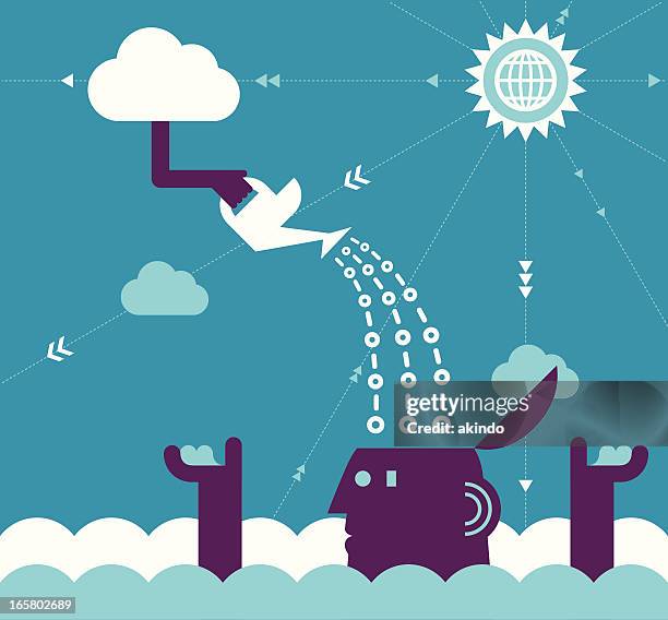 cloud computing concept - eye reflection stock illustrations