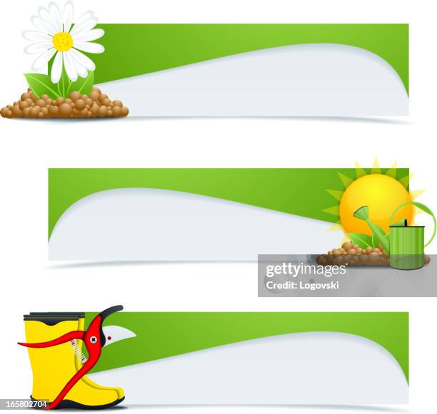 gardening banners - sapling stock illustrations