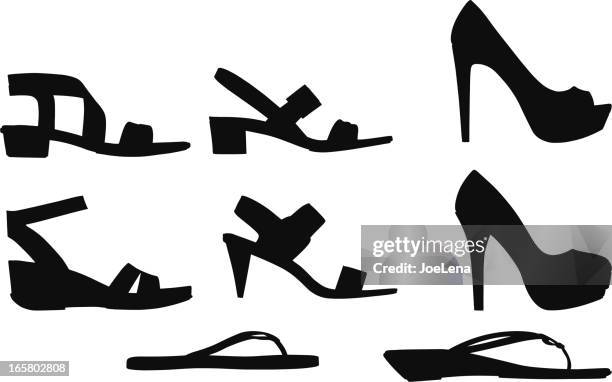 woman's shoes silhouette - stiletto stock illustrations