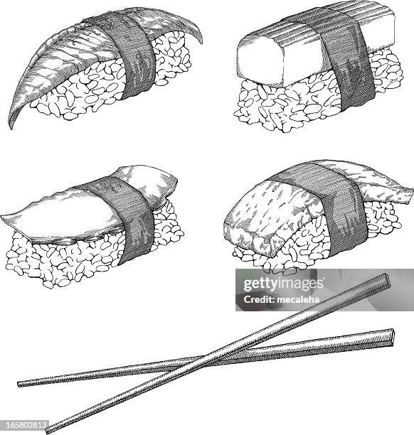 ilustraciones, imágenes clip art, dibujos animados e iconos de stock de sushi - palillos chinos