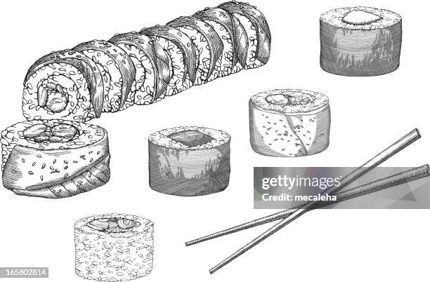 sushi - dynamite shrimp stock illustrations