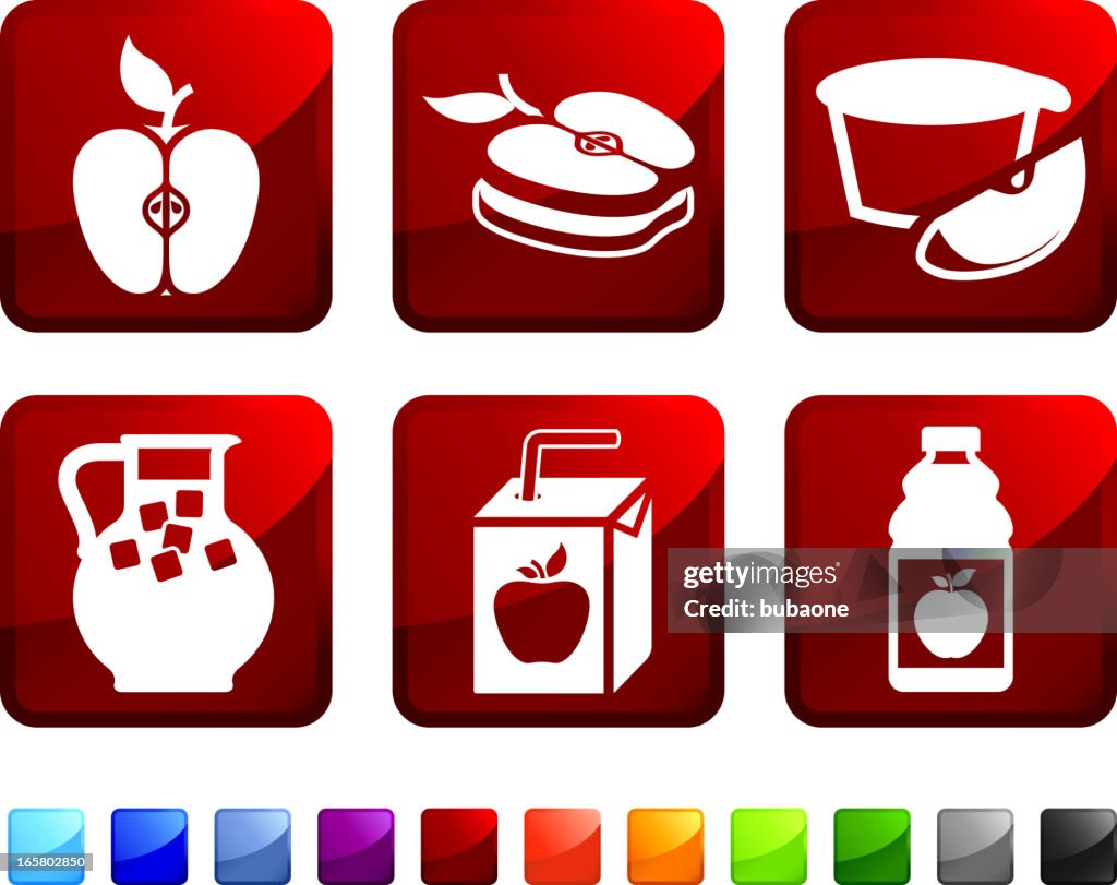 Apple Ingredient royalty free vector icon set stickers