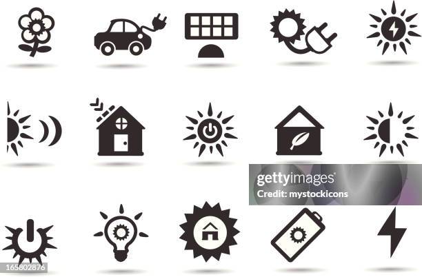 solar energy icons - fuel cell battery stock illustrations