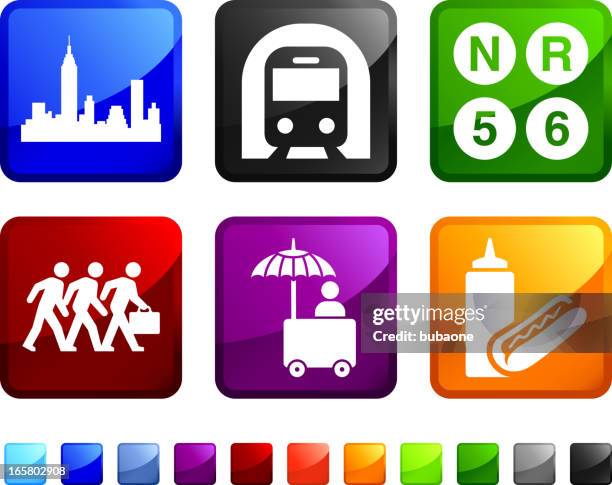 new york city life royalty free vector icon set stickers - new york subway train stock illustrations