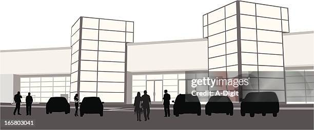 campus vector silhouette - building client relationships stock illustrations