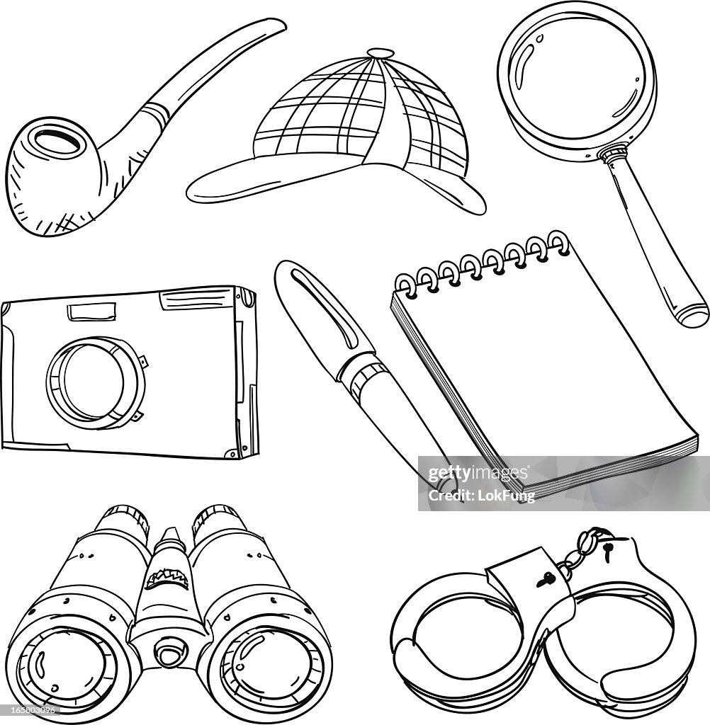 Detectives Tools In Black And White High-Res Vector Graphic - Getty Images