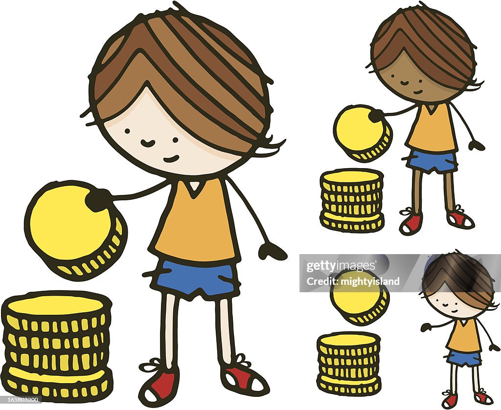 Child counting money