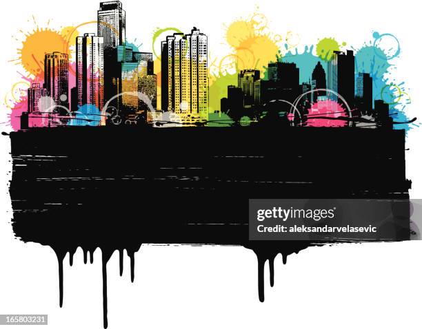 colorful city banner - painting house exterior stock illustrations