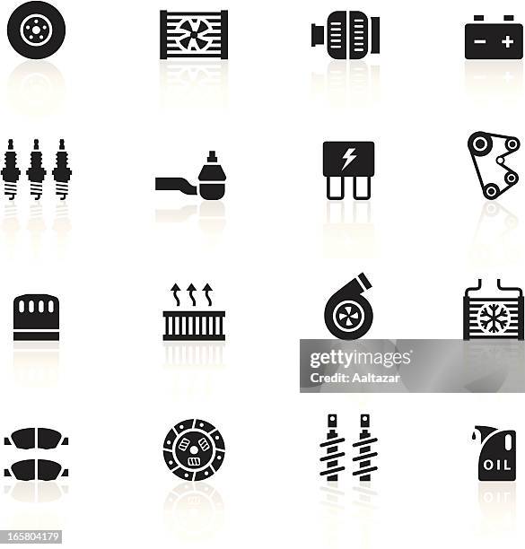 ilustraciones, imágenes clip art, dibujos animados e iconos de stock de negro símbolos de coches de mantenimiento - filtración