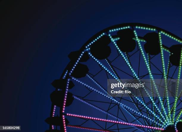 ilustraciones, imágenes clip art, dibujos animados e iconos de stock de ferris wheel por la noche - celebración universitaria de carnaval