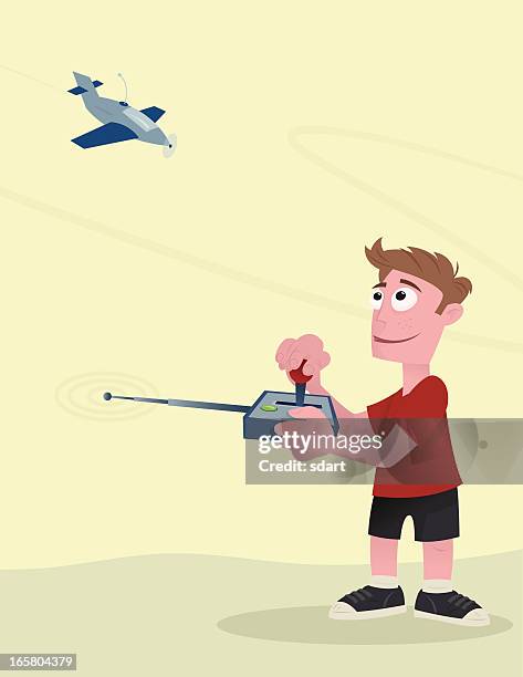 radio control airplane - child playing computer game stock illustrations