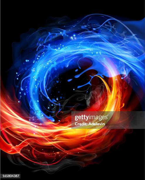 fire and water concept - ying yang stock illustrations