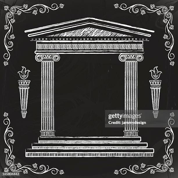 bildbanksillustrationer, clip art samt tecknat material och ikoner med chalkboard greek temple - romersk